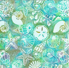 Island Batik -Beach life Baja - 112121521 - άσπρα κοχύλια σε πρασινο/τυρκουάζ φόντο