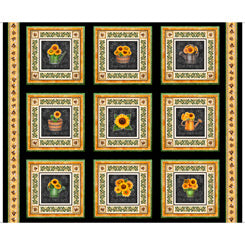 Μικρά Πάνελ με ηλίανθους σε μαύρο φόντο - Quilting Treasures