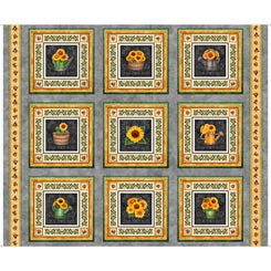Μικρά Πάνελ με ηλίανθους σε γκρίζο φόντο - Quilting Treasures