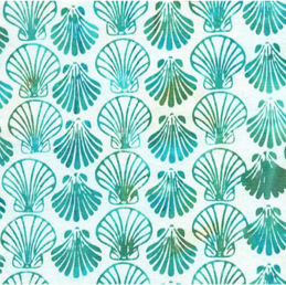 Copy of Island Batik -Shell sea mist - 112125840 - τυρκουάζ θαλασσινά χτένια πάνω σε ανοιχτό σιελ φόντο