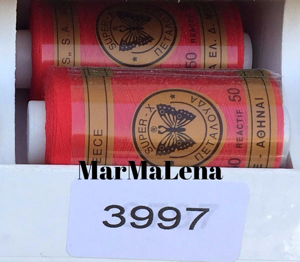 Βαμβακερή κλωστή (914 μέτρα)  - όλα τα κόκκινα τα ροζ και τα πορτοκαλιά