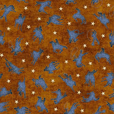 Mustang sunset by quilting treasures, καουμπόυ, αστέρια (στο χρώμα του χαλκού)