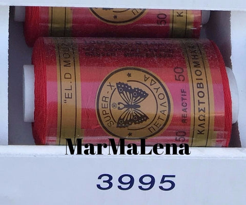 Βαμβακερή κλωστή (914 μέτρα)  - όλα τα κόκκινα τα ροζ και τα πορτοκαλιά