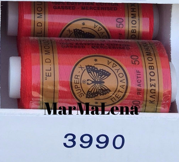 Βαμβακερή κλωστή (914 μέτρα)  - όλα τα κόκκινα τα ροζ και τα πορτοκαλιά