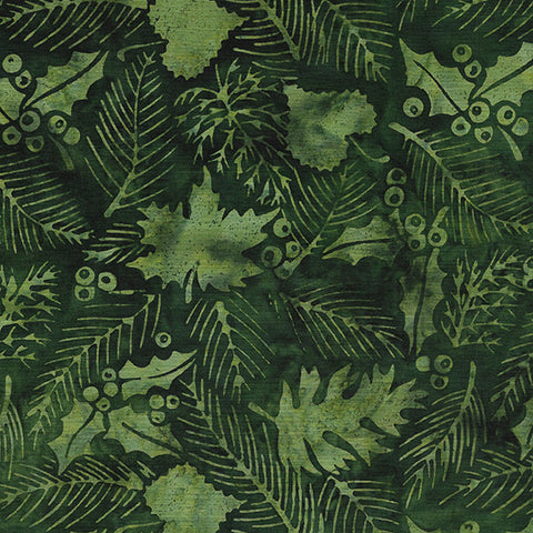 Πράσινα φύλλα σε πράσινο φόντο από τα Island Batik