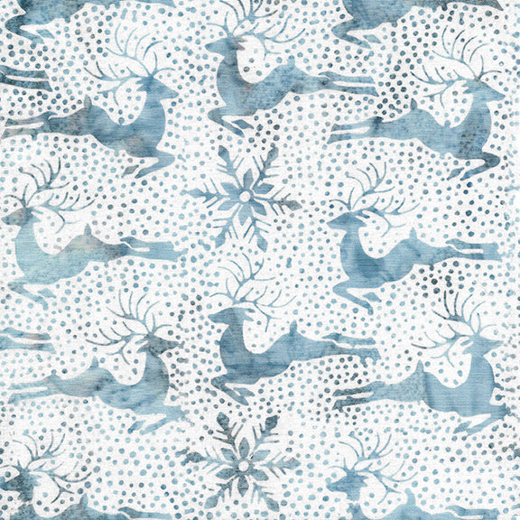 Island Batik Deer Snow-white - 122108002 - γαλάζια ελάφια σε λευκό φόντο