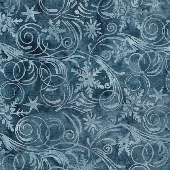 Island Batik - snowflake swirl denim - 122109566 - γαλάζια σχέδια και νιφάδες πάνω σε μπλε φόντο